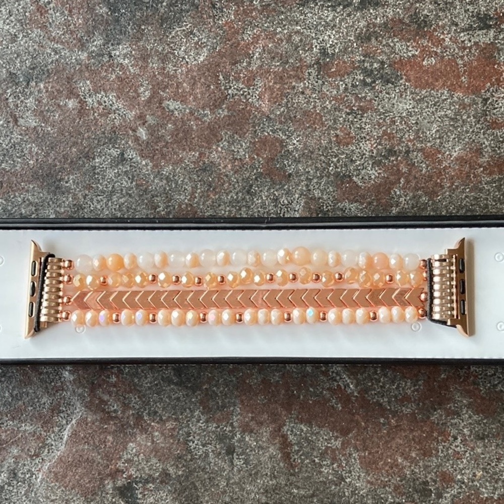 Rose Gold Beaded Stretch Boho Band for 44mm Apple Watch NIB